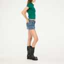 Forever 21 Women's Short Sleeve Fitted Stretch Tee with Button Placket (Medium, Green)