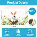 Easter Disposable Placemats 50 Pack 11 x 17 Inch, Bunny Rabbit Colorful Eggs Flower Print Waterproof & Greaseproof Place Mats for Easter Table Decorations, Holiday Party, Spring Festival Dinner