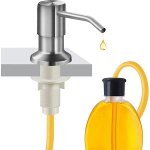 Soap Dispenser for Kitchen Sink and Extension Tube Kit, Stainless Steel SoapDispenser with 47 Inches Tube Connects Directly to Soap Bottle, Hand and Dish Soap Dispenser Pump Brushed Nickel