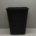 Amazon Basics Trash Can, Rectangular Commercial Office Wastebasket, 10 Gallon (Pack Of 2), Black (Previously AmazonCommercial brand)