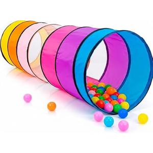 NUBUNI Kids Play Tunnel Tent for Toddlers, Colorful Pop Up Crawl Tunnel Toy for Baby or Pet, Collapsible Gift for Boy and Girl Play Tunnel Indoor and Outdoor Game Pink