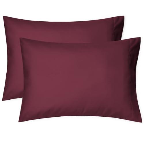 EXQ Home Toddler Pillowcases 13x18 Travel Pillow Case Set of 2, Small Pillow Case Fits Baby Pillow Sized 12x16, 13x18, Kids Pillowcases 2 Pack Machine Washable with Envelope Closure（Burgundy）