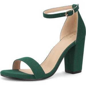 PARTY Women's Chunky Heels Open Toe Ankle Strap 3 inch Heeled Sandals (6.5)