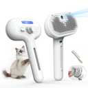 3 x Pet Grooming Brush with Electronic Mist Spray - Gentle Deshedding Tool for Cats & Dogs, Pet Steam Brush，Reduces Shedding, Soft Bristles, Promotes Healthy Coat-Comes with a hair smoothing comb-White