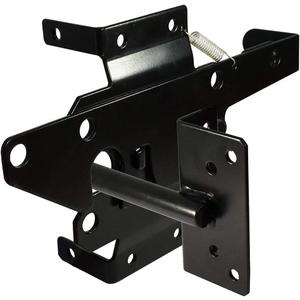 Self-Locking Gate Latch Heavy Duty Post Mount Automatic Gravity Lever Wood/PVC Fence Gate Lock with Fasteners Hardware, for Secure Pool |Yard | Garden, Steel, Black