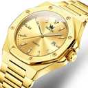 OLEVS Mens Watches Octagonal Luxury Stainless Steel Dress Watches for Men Quartz Analog Large Face Luminous Relojes para Hombres