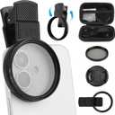 52mm Clip-0n CPL Phone Camera lens Filter Kit, Circular Polarizer Polarizing Filter, Clearer HD Backlight Phone Filter Set, Compatible for iPhone 16 15 14 13 12 11 (1 Set)