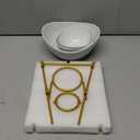 LAUCHUH 3 Tier Serving Stand Serving Dishes for Entertaining Porcelain Oval Bowl Set Tiered Serving Tray for Fruit, Vegetable, Nuts, Salad, Chip Dip Bowl Set for Easter, Mother's Day, Gold