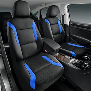 Skechers Memory Foam Car Seat Covers, Air Cool Mesh Thick Seat Covers, Car Seat Covers Front Seats Airbag Compatible, Automotive Comfort & Protection for Most Cars, Vans, Trucks, SUVs, Blue (Black and Blue)