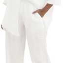 RAISECOM Women's 2 Piece Outfits Sets Button Down Half Sleeve Shirts and Long Pants Summer Casual Vacation Loungewear,M