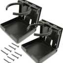TIHOOD 2PCS Adjustable Folding Drink Holder with Screws/Adjustable Cup Holder for Marine/Boat/Caravan/Car (Black)