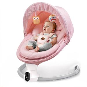 Baby Swing for Infants - Electric Baby Rocker with Exclusive App Function, Upgraded 5 Point Harness, Bluetooth Support, 10 Preset Lullabies and 5 Speeds, Portable Swing for Baby Boy GirlPink