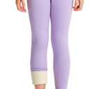 Girls Thermal Fleece Lined Leggings, Warm Winter Yoga Pants for Kids Toddlers Youth (Purple, XXL)