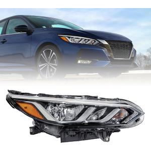 Compatible with Nissan Sentra S/SV 2020 2021 2022 Halogen Headlight Assembly with Bulbs Headlamp Passenger Side