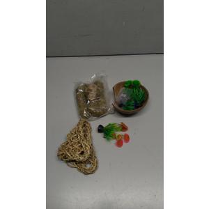 RUNANIA Crested Gecko Tank Accessories，Reptile Vines Plants with Coconut Shell Ladder Hideout Hermit Crab Decor for Bearded Dragon Lizard Chameleon Tortoise Snake