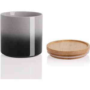 Sweejar Ceramic Food Storage Jar, Stackable Kitchen Canisters, Containers with Airtight Seal Wooden Lid for Serving Coffee Bean, Flour, Tea, Cookies, Spice and More - 58 Fl Oz (Gradient black)