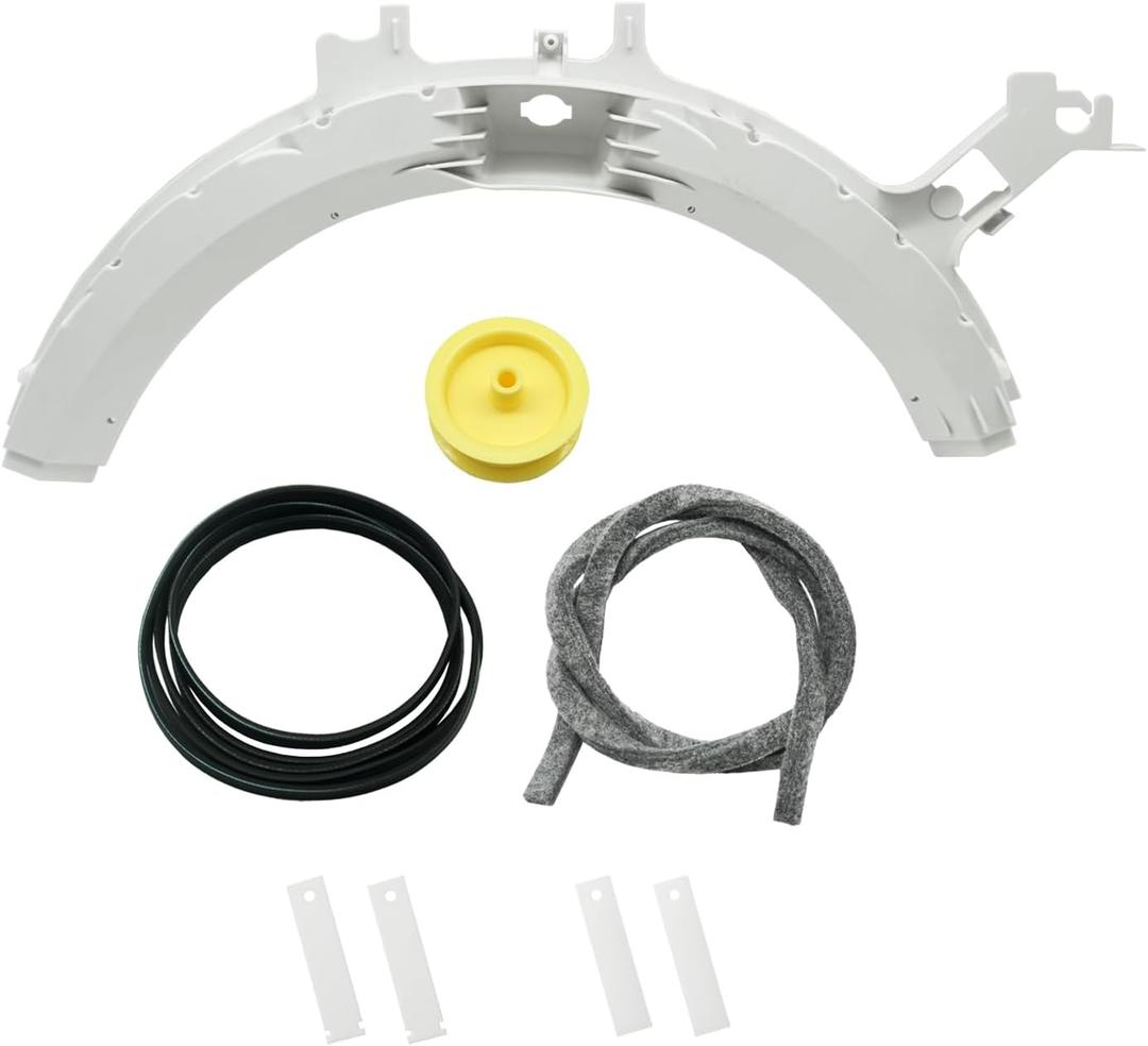 WE49X21874 Dryer Bearing Kit with WE12X83 Dryer Idler Pulley Fits for GE Dryer Series DCVH, DBVH, DHVH, WE09X20441 Front Drum Felt with WE14M124 Drum Bearing and WE12M29 Drive Belt