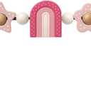 Baby Bouncer Toy Bar Compatible with Baby Bjorn Bouncer, Wooden Bouncer Toy Bar Attachment, Rotatable Sensory Toys Gifts for Babies (Rainbow)