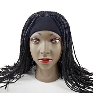 Knotless Braided Wigs for Black Women Heat Resistant Fiber Soft Synthetic Short Bob Box Braided Wig with Bangs African American Braided Wigs (Headband wig, 14 inches)
