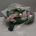 20 inch Pink Christmas Garland for Front Door, Artificial Cedar with White Magnolia Flowers Paired with Pink Berry Balls for Window Wall Porch Indoor and Outdoor Home Decorations