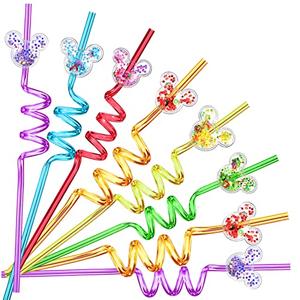 10  Mouse Ear Party Favors Reusable Drinking Straws 6 Designs Great for Theme Birthday Oh Twodles Theme Party Supplies with 2 Cleaning Brushes