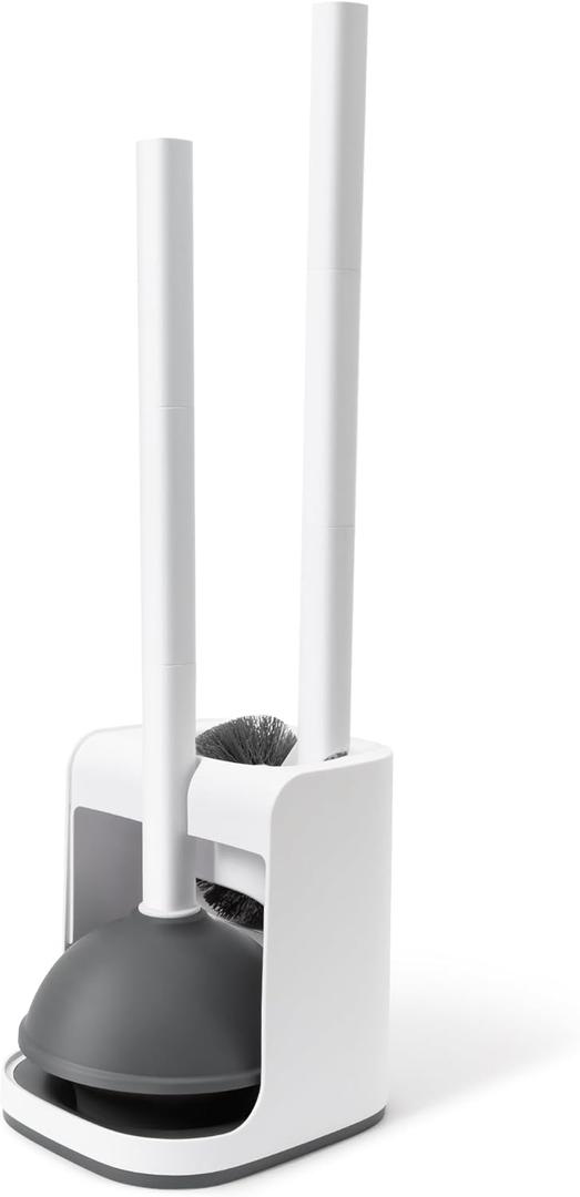 Toilet Brush and Plunger Set Hidden, S-Shaped Toilet Brush Plunger Combo, Perfect for Homes, Apartments & Bathrooms (White)