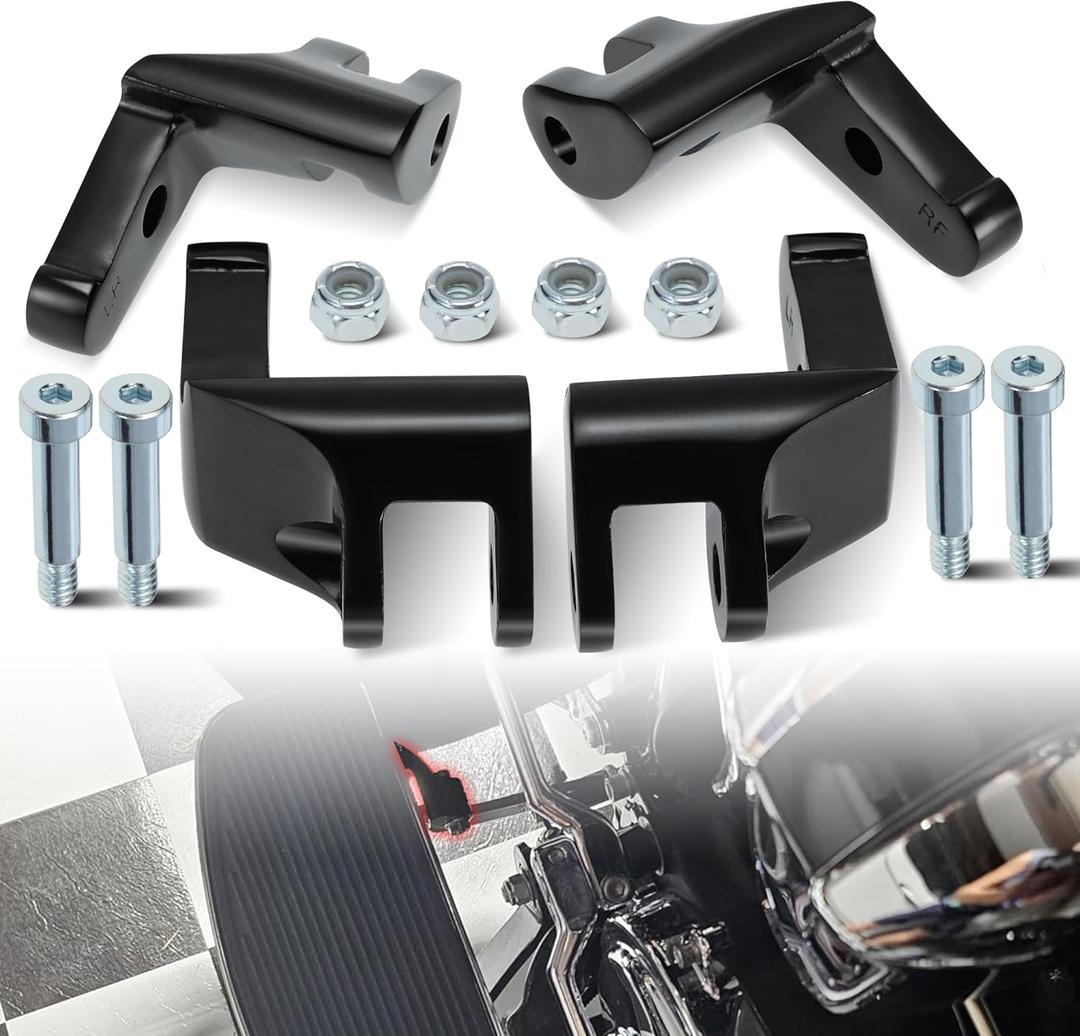 Driver Floorboard Relocation Brackets Compatible with 2014-2023 Harley Some Touring Models, Black