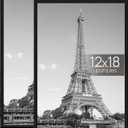 upsimples 12x18 Picture Frame Black 2 Pack, Scratch-Proof Poster Frames 12 x 18 for Photo Gallery - Slide-In Strips, Horizontal or Vertical Wall Mounting