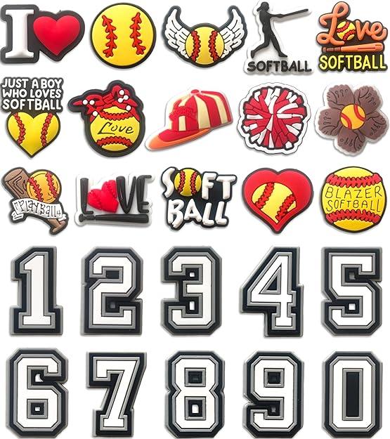 Football Baseball Softball Basketball Soccer Shoe Charms for Clogs,Cute Sports and Number Accessories Pins for Decoration Boys Girls Kids Party Favors Gift