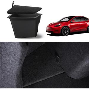 BASENOR 2023 2022 2021 Tesla Model 3 Trunk Storage Bin, Trunk Organizer with Carpeted Lid, Waterproof Rear Trunk Side Storage Box for Model 3 Interior Accessories (Not Fit 2024 2025 Model 3)