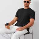 ZDC Mens Short Sleeve Shirts Summer Casual Crew Neck T Shirts Classic Basic Tee (Black, L)