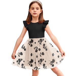 Arshiner Toddler Tutu Dress Little Girls Fluffy Summer Dresses Casual Party Tulle Sundress for Kids  (5-6 Years, Black+flower) Arshiner Toddler Tutu Dress Little Girls Fluffy Summer Dresses Casual Party Tulle Sundress for Kids  (5-6 Years, Black+flower)