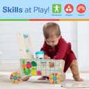 Melissa & Doug Wooden Shape Sorting Grocery Cart - Toddler Toys with 12 Blocks, Puzzle Board and Coffee Cup for Pretend Play and Montessori Toys - FSC Certified