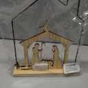 Nativity Scene Sets Indoor with LED Lights - Wooden Nativity Table Centerpiece Sign Holy Family Figure for Christ's Birth Religious Xmas Mantle Shelf Tabletop Home Christmas Decorations