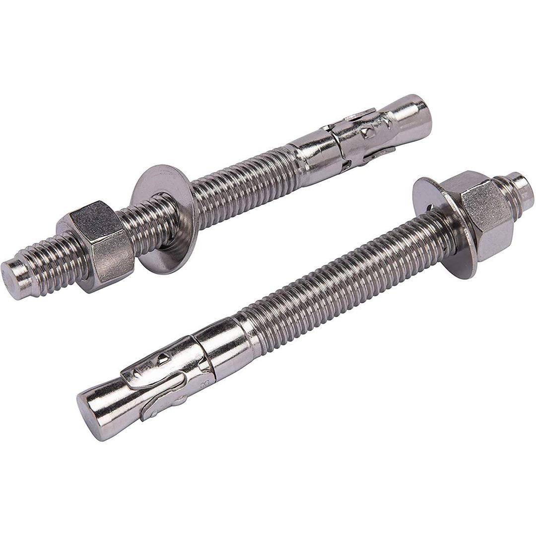 1/2" X 3-3/4" Concrete Anchor, 304 Stainless Wedge Anchor with Excellent Anti-Rust Performance, 304(18-8) Stainless Steel Concrete Anchors and Screws Kit (5pcs)