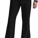 OYOANGLE Men's Bell Bottom Pants Zipper Fly Solid Vintage Bootcut Trousers 70s Disco Outfits (XX-Large, Black)