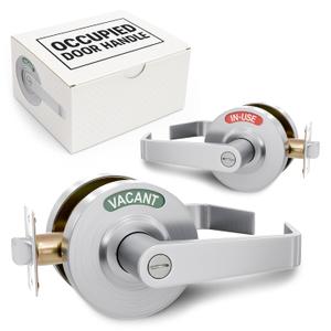 Commercial Door Handle With Lock  Vacant Occupied Bathroom Lock | 304 Stainless Steel, Visible From 50 Ft, Quick Install, L/R, for 1 3/82 Doors | for Public Bathroom & Industrial Buildings