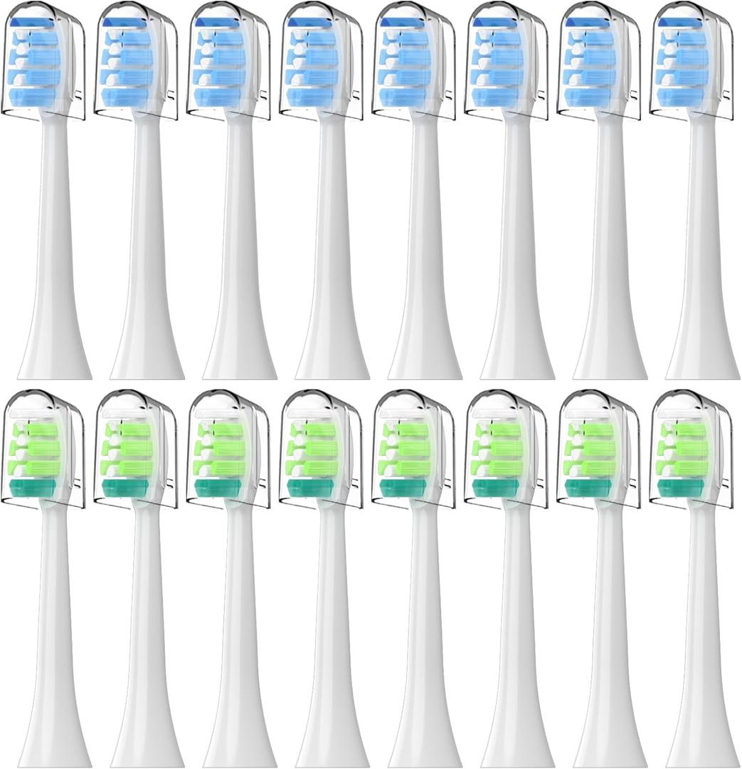 Toothbrush Replacement Heads for Philips Sonicare 16(Green and Blue) Pack Soft Replacement Electric Toothbrush Head Compatible with Philips Sonicare Electric Toothbrush