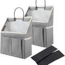 LYroo 2 Pack Wall Hanging Bag Organizer Basket with Pockets for Bathroom Bedroom Kitchen Dorm Room Essentials Rv Storage and Organization (Gray) (Grey)
