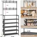 OYREL Shoe Rack 5 Tier Shoe Organizer Storage 15-20 Pairs Shoes Rack for Closet Entrance Shoe Rack Organizer with Hooks and Side Pocket Entryway Shoe Holder Space Saving Free Standing Shoe Racks