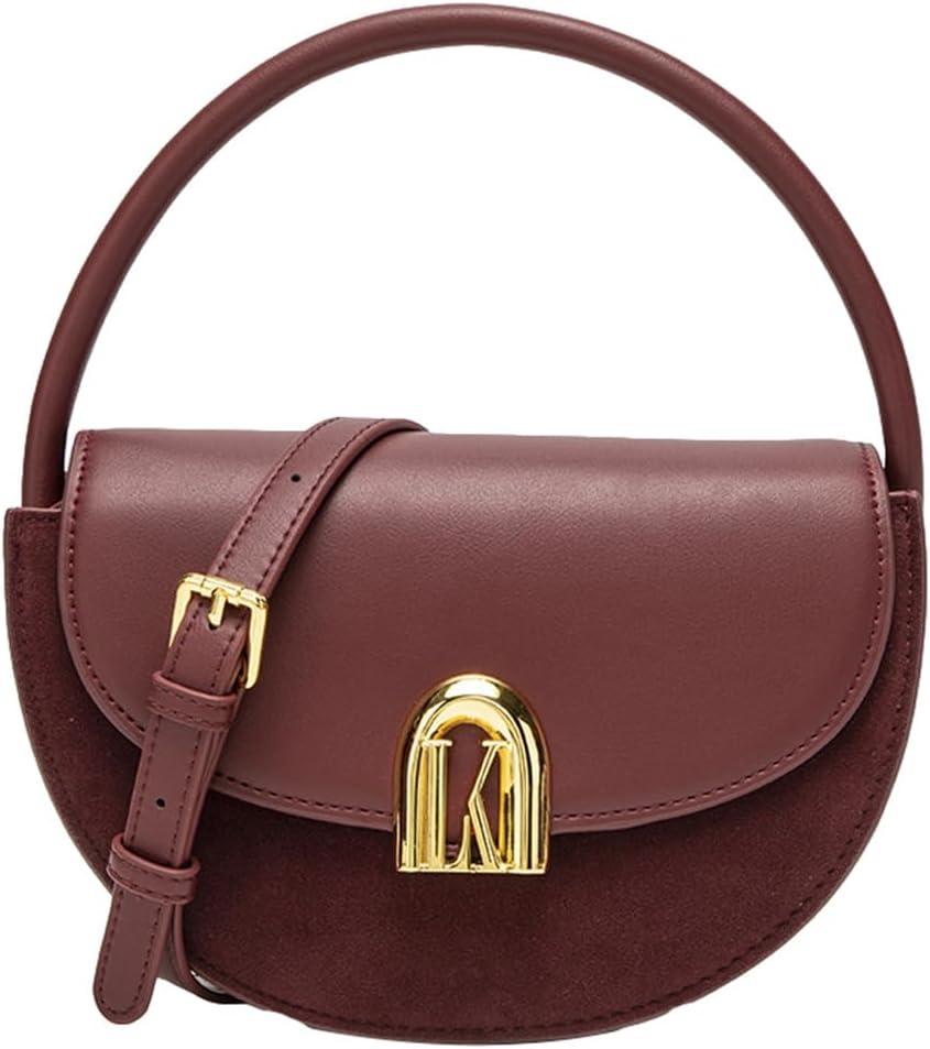 Leather Tote Bag Clutch Purse for Women Saddle Bag Crossbody Handbag Small Top Handle Purse Shoulder Handbag Clutch Satchel