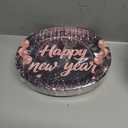 50Pcs Happy New Year 2026 Oval Paper Plates 10" x 12" Large Disposable Heavy Duty New Year's Eve Party Plates Black Silver New Years Dessert Platters for 2026 New Years Eve Holiday Party Decorations