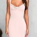 REORIA Women's Summer Cowl Neck Mesh Sleeveless Tank Dress Sexy Double Lined Bodycon Maxi Long Dresses (Large, Dew)