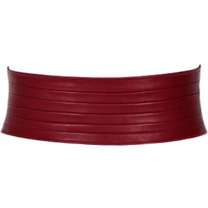 SANSTHS Women Wide Elastic Belts for Dresses Vintage Fashion Stretchy Waist Belts Ladies Cinch Belts Leather Waistband (Fit Waist Size 26-28 Inches, Burgundy)