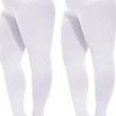 Citystl 2 Pairs Plus Size Tights for Women, 80D Opaque Black Tights, Solid Color Soft Microfiber Size 3XL/4XL