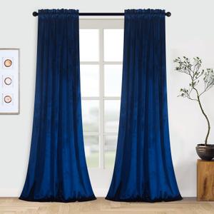 Roslynwood Velvet Curtains 2 Panels Set, Block Light Thermal Insulated VelourRod Pocket Drapes for Bedroom and Living Room (52 x 63 inch, Royal Blue)