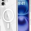 Magnetic for iPhone 16 Case, [Compatible with MagSafe][Not Yellowing][Military-Grade Protection] Crystal Clear Shockproof Protective case for iPhone 16-6.1 inch (Clear) (for iphone 16 case, Clear)