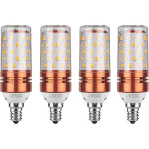 CTKcom 12W E14 LED Bulb Candelabra LED Light Bulb(4 Pack)- E14 Base T10 LED Corn Bulb,100 Watt Light Bulb Equivalent,Warm White 3000K LED Chandelier Bulb,AC85-265V 1200LM LED Lights Bright White(Gold)