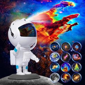 Astronaut Galaxy Projector, Star Projector with 12 Space Films, Galaxy Projector for Bedroom with Timer, Planetarium Projector Night Light Ceiling Nebula for Kids Adults Gift Living Game Room Decor