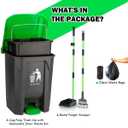 MXF Pooper Scooper Set - 28" Dog Pooper Scooper & Long Handle Stainless Metal Tray&Rake, 15 Litre Step Dog Poop Trash Can w/Removable Inner Bucket, 20 Waste Bags for Outdoors